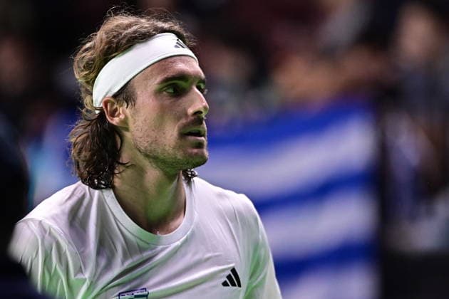 Davis Cup 2026 - Stefanos Tsitsipas of Greece in action against Rodrigo Pacheco Mendez of Mexico during the Davis Cup World Group 1st Round tennis match between Greece and Mexico held in Taekwondo Faliro Olympic Center, Athens, Greece, 7 February 2026. IMAGO ONE INCH PRODUCTIONS ATHENS Greece Copyright: xONExINCHxPRODUCTIONSx 6842362