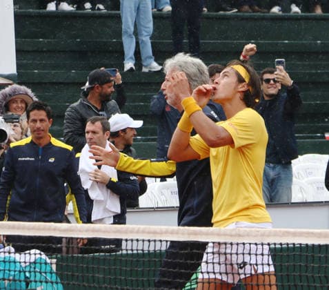 DAVIS CUP ECUADOR VS AUSTRALIA Quito, Saturday, February 7, 2026 Davis Cup, first qualifying round between Ecuador vs Australia, at the Quito Tenis Golf Club Alvaro Guillen ECU vs Rinky Hijikata BRA Photos API Rolando Enriquez Quito Pichincha Ecuador Copyright: xROLANDOxENRIQUEZx