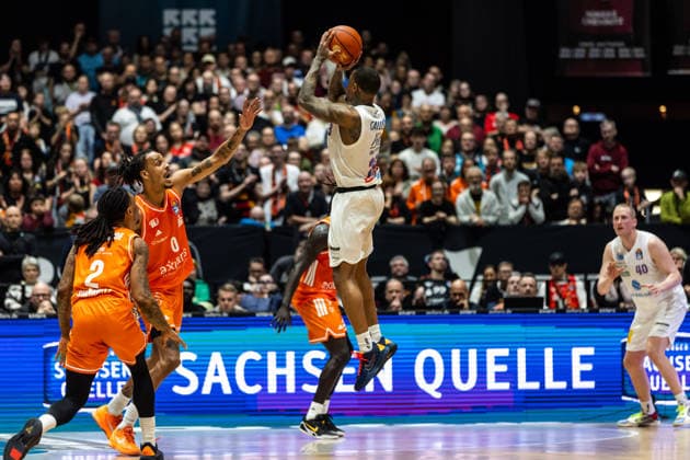 GER, easy Credit Basketball Bundesliga, Niners Chemnitz Syntainics MBC 07 02 2026, Messe, Chemnitz, GER, easy Credit Basketball Bundesliga, Niners Chemnitz Syntainics MBC Charles Callison Syntainics MBC, 23 Foto Alexander Trienitz Chemnitz Messe Sachsen Germany