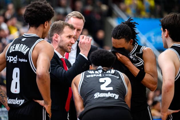 Ludwigsburg, BBL 25 26 MHP Riesen Ludwigsburg vs Bamberg Baskets Coach Anton Gavel Bamberg Ludwigsburg MHP Arena Baden Württemberg Germany