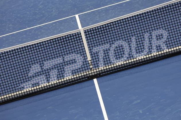 FRISCO, TX - FEBRUARY 07: ATP, Tennis Herren logo on the net for the Nexo Dallas Open on February 7, 2026 at the Ford Center at The Star in Frisco, TX. (Photo by George Walker Icon Sportswire) TENNIS: FEB 07 Dallas Open EDITORIAL USE ONLY Icon260207002