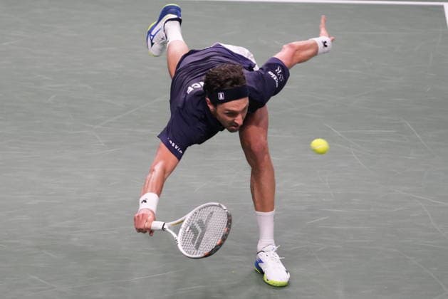 TENNIS - DAVIS CUP 2026 - FRANCE v SLOVAKIA Arthur Rinderknech of French during the Davis Cup 2026, Qualifiers tennis event on 7 February 2026 at Le Chaudron in Le Portel, France - Photo Laurent Lairys Le PortelFrance  Copyright: xLaurentxLairysx