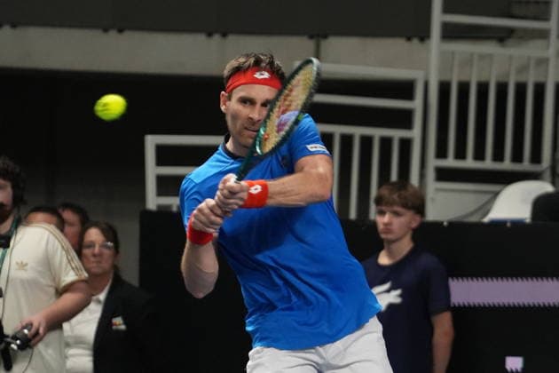 TENNIS - DAVIS CUP 2026 - FRANCE v SLOVAKIA Norbert Gombos of Slovakia during the Davis Cup 2026, Qualifiers tennis event on 7 February 2026 at Le Chaudron in Le Portel, France - Photo Laurent Lairys Le PortelFrance  Copyright: xLaurentxLairysx