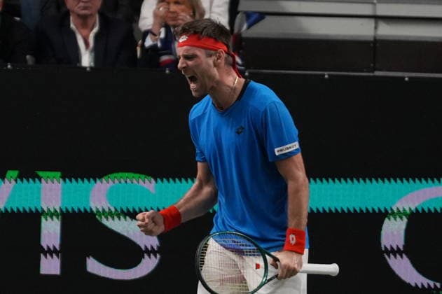 February 7, 2026, Le Portel, Bretagne, France: Norbert Gombos of Slovakia during the Davis Cup 2026, Qualifiers tennis event on 7 February 2026 at Le Chaudron in Le Portel, France - Photo Le Portel France - ZUMAl193 20260207_zsp_l193_234 Copyright: xLaurentxLairysx