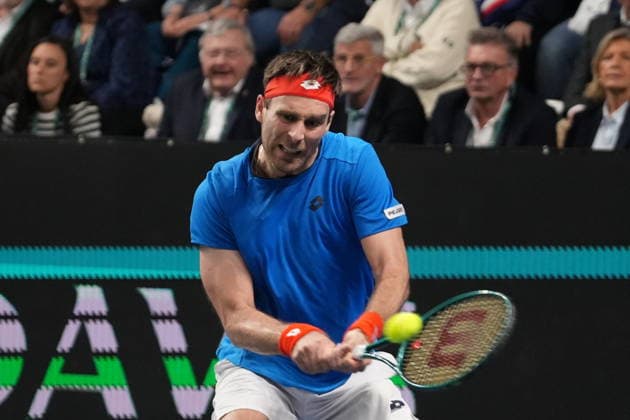 February 7, 2026, Le Portel, Bretagne, France: Norbert Gombos of Slovakia during the Davis Cup 2026, Qualifiers tennis event on 7 February 2026 at Le Chaudron in Le Portel, France - Photo TENNIS - DAVIS CUP 2026 - FRANCE V SLOVAKIA  - ZUMAl193 20260207_zsp_l193_253 Copyright: xLaurentxLairysx