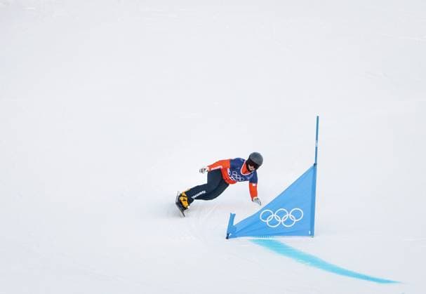 LIVIGNO - Michelle Dekker during the parallel giant slalom qualifying event in snowboarding at the Winter Olympics in Milan and Cortina. IRIS VAN DEN BROEK ANP xVIxANPxSportx xxANPxIVx 550006523 originalFilename: 550006523.jpg