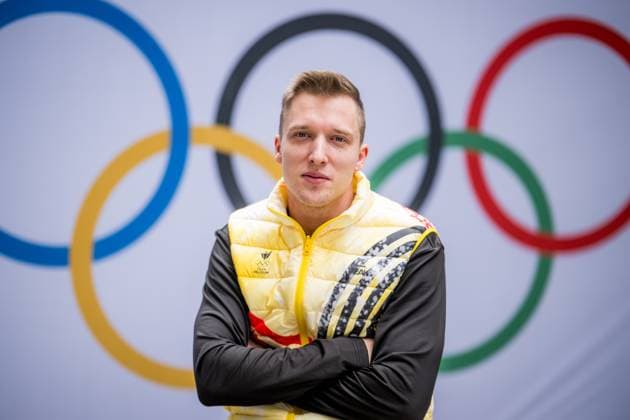 Belgian shorttrack skater Ward Petre pictured during a press conference, PK, Pressekonferenz at the Milano Cortina 2026 Olympic Winter games, Winterspiele,Spiele, Summer games on Sunday 08 February 2026 in Milan, Italy. The XXV Winter Olympics take place from 6 to 22 February 2026 in Italy. JASPERxJACOBS  x161927541x