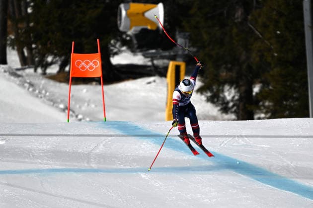 Cortina d Ampezzo, Italy, February 08th 2026. Breezy Johnson of United States of America in action during the Alpine Skiing Womens Downhill race of the Olympic Winter games, Winterspiele,Spiele, Summer games 2026 in Cortina d Ampezzo, Italy. (Photo by Igor Kupljenik Sports Press Photo)  Copyright: xIgorxKupljenikx xSPPx Sportspressphoto_SPR89955