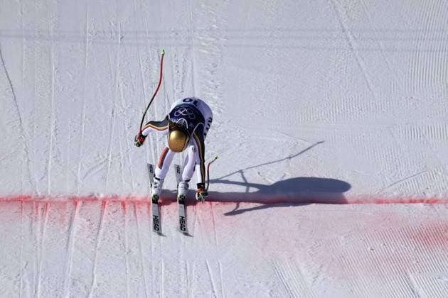 Emma AICHER (GER, SC Mahlstetten). Ski Alpin, Abfahrt der Frauen. Olympische Winterspiele 2026. 8.2.2026, in Tofane Alpin Ski Center, Cortina, Italien. Quelle Copyright Credit : Oryk HAIST *** Emma AICHER GER, SC Mahlstetten Alpine Skiing, Womens Downhill Olympic Winter Games 2026 8 2 2026, in Tofane Alpine Ski Center, Cortina, Italy Source Copyright Credit Oryk HAIST xOLY-LL-ALP02x