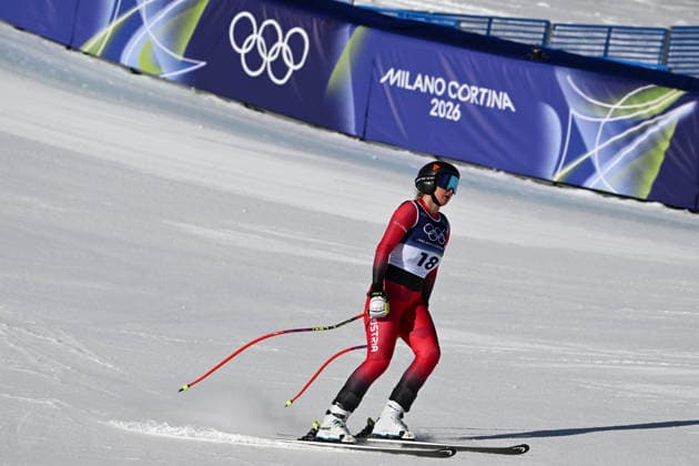 Cortina d Ampezzo, Italy, February 08th 2026. Nina Ortlieb of Austria in action during the Alpine Skiing Womens Downhill race of the Olympic Winter games, Winterspiele,Spiele, Summer games 2026 in Cortina d Ampezzo, Italy. (Photo by Igor Kupljenik Sports Press Photo)  Copyright: xIgorxKupljenikx xSPPx Sportspressphoto_SPR89998