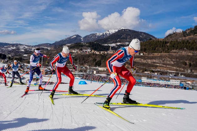 Winter Olympics in Milan Cortina 2026 Val di Fiemme, Italy 20260208. Savelii Korostelev from AIN, Hugo Lapalus from France, Johannes Hosflot Klaebo from Norway and Martin Lowstrom Nyenget from Norway during the men s cross-country 20 km Skiathlon at Lago di Tesero during the Winter Olympics in Milan Cortina 2026. Photo: Terje Pedersen NTB Val di Fiemme Italy EDITORIAL USE ONLY. RESTRICTED USE FOR BETTING COMPANIES Ref:_SPOeszPKMfXhpw.jpg *** Winter Olympics in Milan Cortina 2026 Val di Fiemme, Italy 20260208 Savelii Korostelev from AIN, Hugo Lapalus from France, Johannes Hosflot Klaebo from Norway and Martin Lowstrom Nyenget from Norway during the men s cross country 20 km Skiathlon at Lago di Tesero during the Winter Olympics in Milan Cortina 2026 Photo Terje Pedersen NTB Val di Fiemme Italy EDITORIAL USE ONLY RESTRICTED USE FOR BETTING COMPANIES  Copyright: xTerjexPedersenx xNTBx