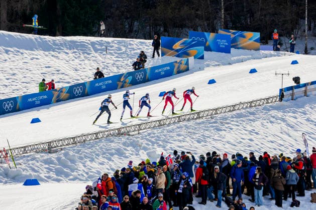 Winter Olympics in Milan Cortina 2026 Val di Fiemme, Italy 20260208. Savelii Korostelev from AIN, Mathis Desloges from France, Hugo Lapalus from France, Johannes Hosflot Klaebo from Norway and Martin Lowstrom Nyenget from Norway during the men s cross-country 20 km Skiathlon at Lago di Tesero during the Winter Olympics in Milan Cortina 2026. Photo: Lise Aserud NTB Val di Fiemme Italy EDITORIAL USE ONLY. RESTRICTED USE FOR BETTING COMPANIES Ref:_SPO6Gv9QKGkqPA.jpg *** Winter Olympics in Milan Cortina 2026 Val di Fiemme, Italy 20260208 Savelii Korostelev from AIN, Mathis Desloges from France, Hugo Lapalus from France, Johannes Hosflot Klaebo from Norway and Martin Lowstrom Nyenget from Norway during the men s cross country 20 km Skiathlon at Lago di Tesero during the Winter Olympics in Milan Cortina 2026 Photo Lise Aserud NTB Val di Fiemme Italy EDITORIAL USE ONLY RESTRICTED USE FOR BETTING COMPANIES  Copyright: xLisexAserudx xNTBx