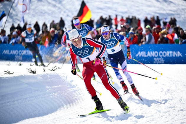 VAL DI FIEMME, ITALIEN 20260208 Norges Johannes Hosflot Klaebo och Frankrikes Hugo Lapalus i herrarnas skiathlon 10+10 km under vinter-OS i Val di Fiemme, Italien. VAL DI FIEMME ITALIEN x10430x *** VAL DI FIEMME, ITALY 20260208 Norways Johannes Hosflot Klaebo and Frances Hugo Lapalus in the mens skiathlon 10 10 km during the Winter Olympics in Val di Fiemme, Italy VAL DI FIEMME ITALY x10430x  Copyright: xChristinexOlsson TTx OS 2026 SKIDOR