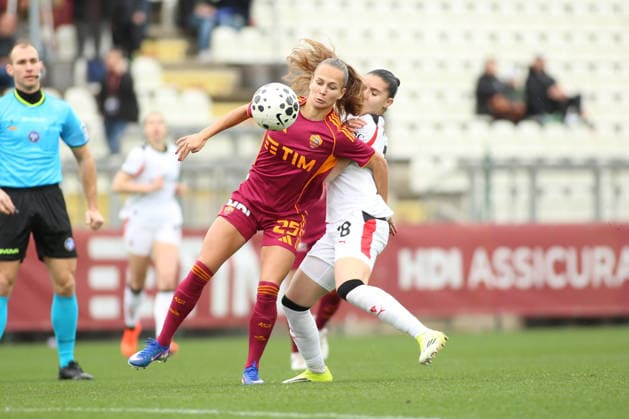 Frederikke Thogersen of A.S. Roma Femminile is in action during the Serie A Women Athora 13th day between A.S. Roma Femminile vs A.C. Milan S.P.A. , 08 February 2026 at the Tre Fontane Stadium, Roma Italy.  Copyright: xMatteoxCassoni IPAxSportx xipa-agency.netx xx IPA_71124136 IPA_Agency_IPA71124136