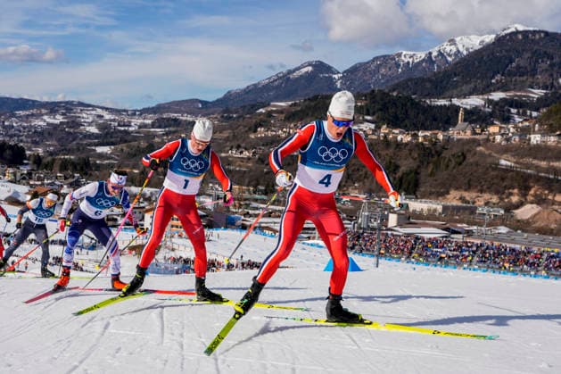 Winter Olympics in Milan Cortina 2026 Val di Fiemme, Italy 20260208. Savelii Korostelev from AIN, Hugo Lapalus from France, Johannes Hoesflot Klaebo of Norway and Martin Loewstroem Nyenget of Norway during the men s cross-country 20 km Skiathlon at Lago di Tesero during the Winter Olympics in Milan Cortina 2026. Photo: Terje Pedersen NTB Val di Fiemme Italy EDITORIAL USE ONLY. RESTRICTED USE FOR BETTING COMPANIES Ref:_SPOv7kdkQPyqC0.jpg *** Winter Olympics in Milan Cortina 2026 Val di Fiemme, Italy 20260208 Savelii Korostelev from AIN, Hugo Lapalus from France, Johannes Hoesflot Klaebo of Norway and Martin Loewstroem Nyenget of Norway during the men s cross country 20 km Skiathlon at Lago di Tesero during the Winter Olympics in Milan Cortina 2026 Photo Terje Pedersen NTB Val di Fiemme Italy EDITORIAL USE ONLY RESTRICTED USE FOR BETTING COMPANIES  Copyright: xTerjexPedersenx xNTBx