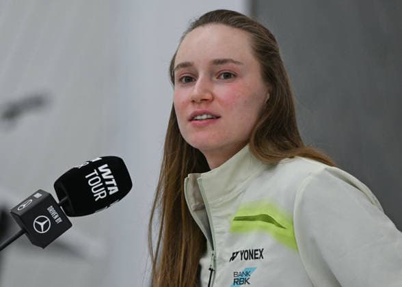 Qatar TotalEnergies Open 2026 - Day One DOHA, QATAR FEBRUARY 8: Elena Rybakina of Kazakhstan speaks during a press conference, PK, Pressekonferenz on Media Day at the Qatar TotalEnergies Open, part of the Hologic WTA, Tennis Damen Tour, at the Khalifa International Tennis and Squash Complex, in Doha, Qatar, February 8, 2026. Doha Qatar Copyright: xArturxWidakx originalFilename:widak-qatartot260208_npIet.jpg