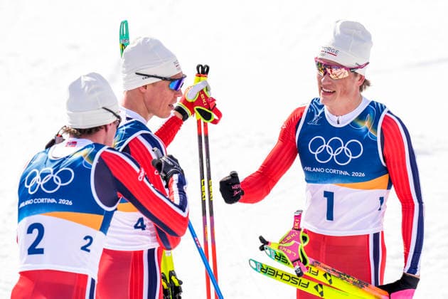 Winter Olympics in Milan Cortina 2026 Val di Fiemme, Italy 20260208. Harald ostberg Amundsen from Norway, Martin Lowstrom Nyenget from Norway and Johannes Hosflot Klaebo from Norway finish after the men s cross-country 20 km Skiathlon at Lago di Tesero during the Winter Olympics in Milan Cortina 2026. Photo: Terje Pedersen NTB Val di Fiemme Italy EDITORIAL USE ONLY. RESTRICTED USE FOR BETTING COMPANIES Ref:_SPOaiPn-G-fYcw.jpg *** Winter Olympics in Milan Cortina 2026 Val di Fiemme, Italy 20260208 Harald ostberg Amundsen from Norway, Martin Lowstrom Nyenget from Norway and Johannes Hosflot Klaebo from Norway finish after the men s cross country 20 km Skiathlon at Lago di Tesero during the Winter Olympics in Milan Cortina 2026 Photo Terje Pedersen NTB Val di Fiemme Italy EDITORIAL USE ONLY RESTRICTED USE FOR BETTING COMPANIES  Copyright: xTerjexPedersenx xNTBx