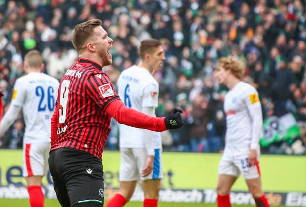 Germany Soccer 2 Bundesliga 2025 26, 21 Matchday Hannover 96 vs Holstein Kiel Heinz von Heiden Arena Stadion Hannover Goal celebration Benjamin Källman Benjamin Kallman Hannover 96, 9 Hannover Copyright: xAymanxAlahmedx