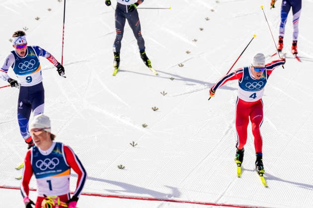 Winter Olympics in Milan Cortina 2026 Val di Fiemme, Italy 20260208. Mathis Desloges from France, Johannes Hosflot Klaebo from Norway and Martin Lowstrom Nyenget from Norway cross-country skiing 20 km Skiathlon for men on Lago di Tesero during the Winter Olympics in Milano Cortina 2026. Photo: Terje Pedersen NTB Val di Fiemme Italy EDITORIAL USE ONLY. RESTRICTED USE FOR BETTING COMPANIES Ref:_SPO0cPHOmK1CtY.jpg *** Winter Olympics in Milan Cortina 2026 Val di Fiemme, Italy 20260208 Mathis Desloges from France, Johannes Hosflot Klaebo from Norway and Martin Lowstrom Nyenget from Norway cross country skiing 20 km Skiathlon for men on Lago di Tesero during the Winter Olympics in Milano Cortina 2026 Photo Terje Pedersen NTB Val di Fiemme Italy EDITORIAL USE ONLY RESTRICTED USE FOR BETTING COMPANIES  Copyright: xTerjexPedersenx xNTBx