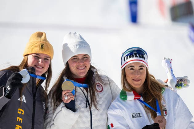 260208 Emma Aicher of Germany, Breezy Johnson of USA and Sofia Goggia of Italy celebrate during the medal ceremony after women s alpine skiing downhill during day 2 of the 2026 Winter Olympics on February 8, 2026 in Cortina. Photo: Jon Olav Nesvold BILDBYRAN COP 217 JM0784 bbeng alpint alpine skiing Olympic Games, Olympische Spiele, Olympia, OS olympics winter olympics os ol olympiska spel vinter-os olympiske leker milano cortina 2026 milan cortina 2026 milano cortina 2026 olympic games milano cortina 2026 winter olympic games milano cortina-os milano cortina-ol vinter-ol störtlopp downhill dam jubel *** 260208 Emma Aicher of Germany, Breezy Johnson of USA and Sofia Goggia of Italy celebrate during the medal ceremony after women s alpine skiing downhill during day 2 of the 2026 Winter Olympics on February 8, 2026 in Cortina Photo Jon Olav Nesvold BILDBYRAN COP 217 JM0784 bbeng alpine alpine skiing olympic games olympics winter olympics os ol olympiska spel vinter os olympiske leker milano cortina 2026 milan cortina 2026 milan cortina 2026 olympic games milano cortina 2026 winter olympic games milano cortina os milano cortina ol vinter ol störtlopp downhill dam jubel  Copyright: JONxOLAVxNESVOLD BB260208JE022
