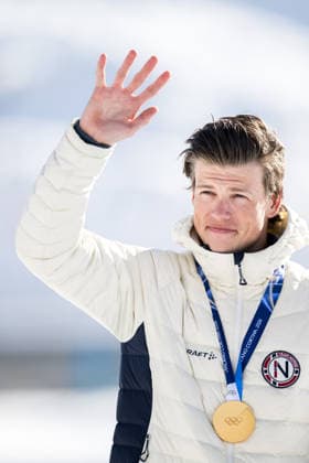 260208 Johannes Hosflot Klaebo of Norway celebrates on the podium after the men s 20 km cross-country skiing skiathlon during day 2 of the 2026 Winter Olympics on February 8, 2026 in Val di Fiemme. Photo: Maxim Thore BILDBYRAN kod MT MT0964 skidor cross-country skiing langrenn Olympic Games, Olympische Spiele, Olympia, OS olympics winter olympics os ol olympiska spel vinter-os olympiske leker milano cortina 2026 milan cortina 2026 milano cortina 2026 olympic games milano cortina 2026 winter olympic games milano cortina-os milano cortina-ol vinter-ol 2 bbeng herr skiathlon frankrike norge jubel *** 260208 Johannes Hosflot Klaebo of Norway celebrates on the podium after the men s 20 km cross country skiing skiathlon during day 2 of the 2026 Winter Olympics on February 8, 2026 in Val di Fiemme Photo Maxim Thore BILDBYRAN kod MT MT0964 skidor cross country skiing langrenn olympic games olympics winter olympics os ol olympiska spel vinter os olympiske leker milano cortina 2026 milan cortina 2026 milano cortina 2026 olympic games milano cortina 2026 winter olympic games milano cortina os milano cortina ol vinter ol 2 bbeng herr skiathlon frankrike norge jubel  Copyright: MAXIMxTHORE BB260208MT061