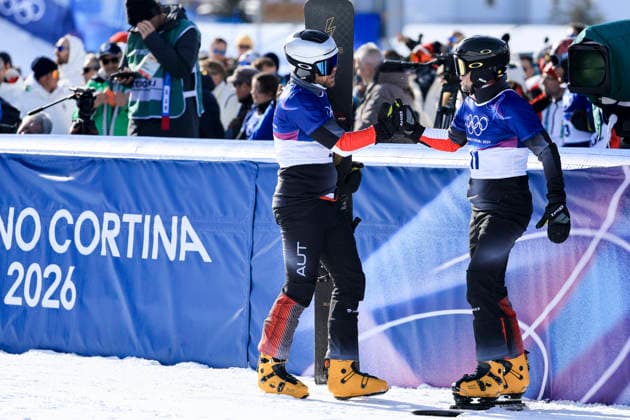 OLYMPICS - Winter Olympic Games, Olympische Spiele, Olympia, OS Milano Cortina 2026 LIVIGNO,ITALY,08.FEB.26 - OLYMPICS, SNOWBOARD - Winter Olympic Games Milano Cortina 2026, Parallel Giant Slalom, final, women, men. Image shows Benjamin Karl and Andreas Prommegger (AUT).  GEPAxpictures xWolfgangxGrebien