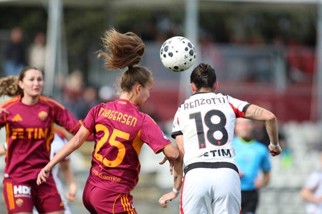CALCIO - Serie A Femminile - AS Roma vs AC Milan Frederikke Thogersen of A.S. Roma Femminile is in action during the Serie A Women Athora 13th day between A.S. Roma Femminile vs A.C. Milan S.P.A. , 08 February 2026 at the Tre Fontane Stadium, Roma Italy. Rome Italy  Copyright: xIPAxSport ABACAx