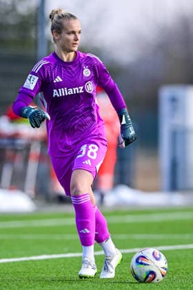 Anna Klink Goalkeeper, Goalkeeper, FCB, 38 on the ball, Crop, Single image, Action, Action, 08 02 2026, Munich Germany , Soccer,2 Women Bundesliga, FC Bayern München II VfL Wolfsburg II, DFB DFL REGULATIONS PROHIBIT ANY USE OF PHOTOGRAPHS AS IMAGE SEQUENCES AND OR QUASI VIDEO xslx