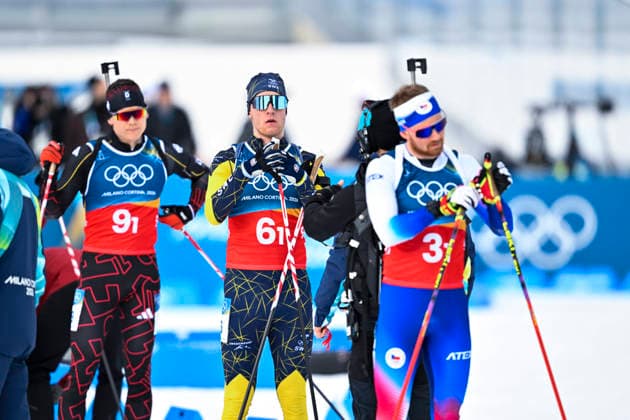 ANTERSELVA, ITALIEN 20260208 Sveriges Sebastian Samuelsson, bakom är Tysklands Justus Strelow och längst fram Tjeckiens Vitezslav Hornig vid startenmixedstafetten 4x6 km i skidskytte under vinter-OS i Anterselva, Italien. ANTERSELVA ITALIEN x10050x *** ANTERSELVA, ITALY 20260208 Swedens Sebastian Samuelsson, behind is Germanys Justus Strelow and in front is Czech Republics Vitezslav Hornig at the start of the mixed 4x6 km biathlon relay during the Winter Olympics in Anterselva, Italy ANTERSELVA ITALY x10050x  Copyright: xPontusxLundahl TTx OS 2026 SKIDSKYTTE