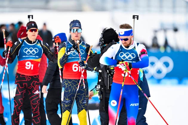 ANTERSELVA, ITALY 20260208 Sweden s Sebastian Samuelsson, behind is Germany s Justus Strelow and in front is Czech Republic s Vitezslav Hornig at the start of the mixed 4x6 km biathlon relay during the Winter Olympics in Anterselva, Italy. ANTERSELVA ITALY x10050x *** ANTERSELVA, ITALY 20260208 Sweden s Sebastian Samuelsson, behind is Germany s Justus Strelow and in front is Czech Republic s Vitezslav Hornig at the start of the mixed 4x6 km biathlon relay during the Winter Olympics in Anterselva, Italy ANTERSELVA ITALY x10050x  Copyright: xPontusxLundahl TTx 2026 OLYMPICS BIKASTING