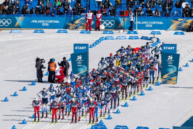 OLYMPICS - Winter Olympic Games, Olympische Spiele, Olympia, OS Milano Cortina 2026 VAL DI FIEMME,ITALY,08.FEB.26 - OLYMPICS, CROSS COUNTRY SKIING - Winter Olympic Games Milano Cortina 2026, 10km, 10km Skiathlon, men. Image shows the start.  GEPAxpictures xOliverxLerch