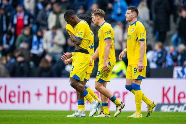 08 02 2026 Soccer, 2025 2026, 2 Bundesliga, 21 Matchday, DSC Arminia Bielefeld Eintracht Braunschweig L R Patrick Nkoa Braunschweig , Lukas Frenkert Braunschweig , Erencan Yardimci Braunschweig DFL REGULATIONS PROHIBIT ANY USE OF PHOTOGRAPHS AS IMAGE SEQUENCES AND OR QUASI VIDEO