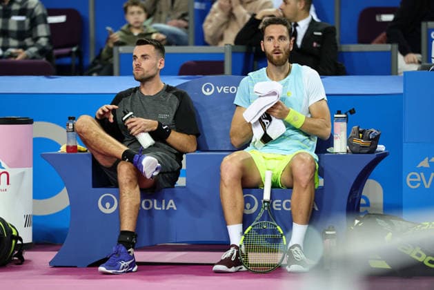 TENNIS : Finale Open Occitanie ATP, Tennis Herren 250 - 08 02 2026 Theo ARRIBAGE (FRA) Albano OLIVETTI (FRA) lors de la finale doubles du tournoi Open Occitanie ATP 250 a la Sud de France Arena de Montpellier, le 8 fevrier 2026. MontpellierFrance  Copyright: xValentinaxClaretx