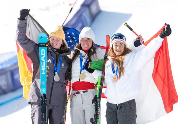 Alpine Skiing - Milano Cortina 2026 Winter Olympics: Day 2 Emma Aicher, Breezy Johnson, Sofia Goggia during Milano Cortina 2026 Winter Olympics Women™s downhill at Tofane Alpine Center in Cortina D Ampezzo on February 8, 2026 Cortina D Ampezzo Italy  Copyright: xFotoxOlimpikx originalFilename:jastrzebowski-alpinesk260208_npUBw.jpg