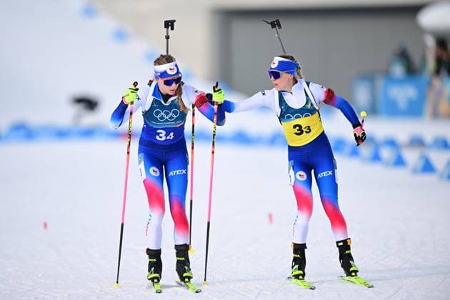 XXV Winter Olympic Games, Olympische Spiele, Olympia, OS February 8, 2026, Anterselva. Biathlon Mixed Relay 4 x 6km. Marketa Davidova, left, and Tereza Vobornikova from the Czech Republic. (CTKxPhoto OndrejxDeml) CTKPhotoP2026020804272  CTKPhotoP2026020804272