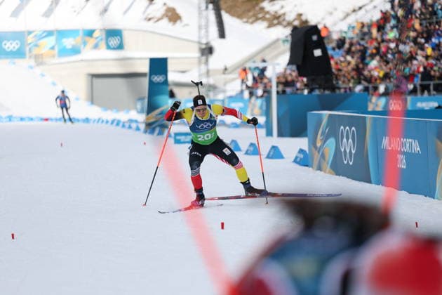 Winter Olympics - Biathlon Mixed Relay 4 x 6 Florent Claude during Biathlon Mixed Relay 4 x 6 km during day 2 of the 2026 Winter Olympics on February 8, 2026 in Antholz-Anterselva Biathlon Arena. Photo by Alexis Jumeau ABACAPRESS.COM Milan Italy  Copyright: xJumeauxAlexis ABACAx