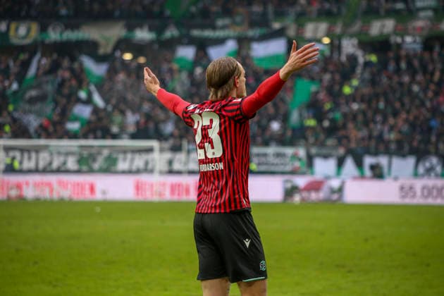 Germany Soccer 2 Bundesliga 2025 26, 21 Matchday Hannover 96 vs Holstein Kiel Heinz von Heiden Arena Stadion Hannover Goal celebration Stefan Teitur ÖžorÃ°arson Stefan Teitur Thordarson Hannover 96, 23 Hannover Copyright: xAymanxAlahmedx