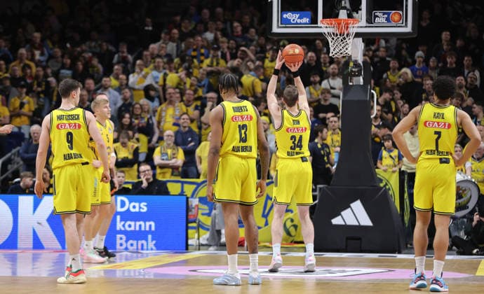 Justin Bean at free throw Single image Crop action Sport Basketball BBL Bundesliga Men 19 Matchday Season 2025 2026 08 02 2026 ALBA Berlin vs SC Rasta Vechta