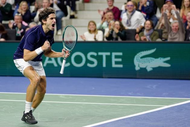 Tennis Coupe Davis - France - Slovaquie au Portel PHOTOPQR VOIX DU NORD JOHAN BEN AZZOUZ ; 08 02 2026 ; Le Portel, le 8 fevrier 2026. Tennis Coupe Davis (premier tour) - France - Slovaquie au chaudron au Portel. Victoire pour le double de Benjamin Bonzi et Pierre-Hugues Herbert. PHOTO JOHAN BEN AZZOUZ LA VOIX DU NORD - Le Portel, France, feb 8th 2026. Davis Cup : France vs Slovakia - Nord France  Copyright: xPHOTOPQR VOIXxDUxNORD MAXPPPxJOHANxBENxAZZOUZx 20260208VDN7998 20260208VDN7998