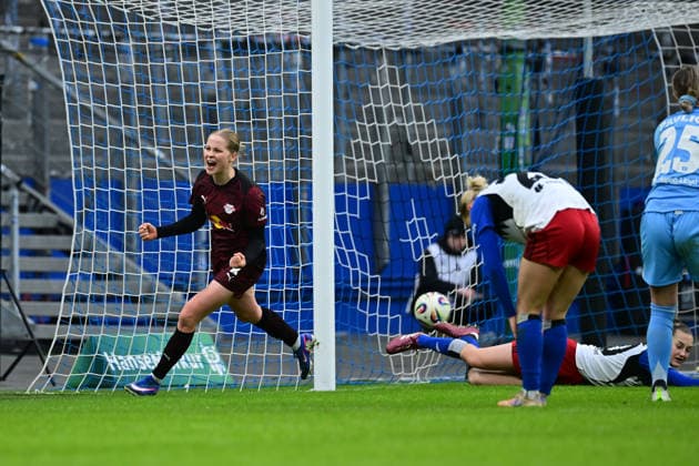 Soccer I Women I Season 2025 2026 I Bundesliga I 17 Matchday I Hamburger SV RB Leipzig I 08 02 2026 Cheers, excitement, enthusiasm, euphoria, joy, happiness, cheerfulness at Emilia Asgeirsdottir 8, RB Leipzig after her goal Hamburg Volkspark, Volksparkstadion, stadium, Volkspark Stadion Hamburg Germany Copyright: xLobeca FelixxSchlikisx