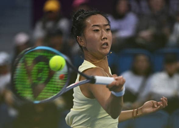 Qatar TotalEnergies Open 2026 - Day One DOHA, QATAR FEBRUARY 8: Ann Li of the United States is seen in action during the First Round of the tournament against Leylah Fernandez of Canada at the Qatar TotalEnergies Open, part of the Hologic WTA, Tennis Damen Tour, at the Khalifa International Tennis and Squash Complex, in Doha, Qatar, February 8, 2026. Doha Qatar  Copyright: xArturxWidakx originalFilename:widak-qatartot260208_npMHN.jpg