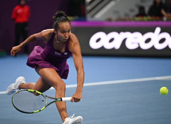 Qatar TotalEnergies Open 2026 - Day One DOHA, QATAR FEBRUARY 8: Leylah Fernandez of Canada is seen in action during the First Round of the tournament against Ann Li of the United States at the Qatar TotalEnergies Open, part of the Hologic WTA, Tennis Damen Tour, at the Khalifa International Tennis and Squash Complex, in Doha, Qatar, February 8, 2026. Doha Qatar  Copyright: xArturxWidakx originalFilename:widak-qatartot260208_npfkR.jpg