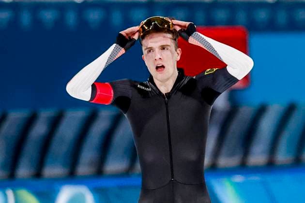 Gabriel Gross of Germany looks on after Men 5000m, Milano Cortina 2026 Winter Olympics: Day 2, Speed skating, Eisschnelllauf - Milano Cortina 2026 Winter Olympics: Day 2, Milano Speed Skating Stadium, February 8, 2026, Milan, Italy.