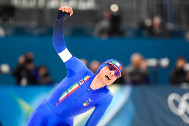 2026-02-08 - Milano Cortina 2026 Winter Olympics 5000m Men MILAN, ITALY - FEBRUARY 8: Riccardo Lorello of Italy during the 5000m Men on day 3 of the Milano Cortina 2026 Winter Olympics at the Milano Speed skating, Eisschnelllauf Arena on February 8, 2026 in Milan, Italy Milan Milano Speed Skating Arena Italy Content not available for redistribution in The Netherlands directly or indirectly through any third parties. Copyright: xAndrexWeeningx