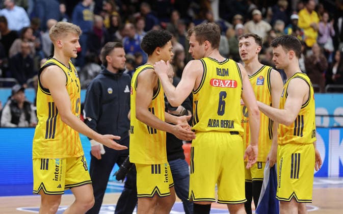 Sam Griesel, Jack Kayil, Malte Delow, Alex O Connell, Jonas Mattisseck Sport Basketball BBL Bundesliga Men 19 Matchday Season 2025 2026 08 02 2026 ALBA Berlin vs SC Rasta Vechta