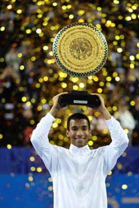 TENNIS : Finale Open Occitanie ATP, Tennis Herren 250 - 08 02 2026 Felix AUGER-ALIASSIME (CAN) vainqueur de la finale 2026 de l™Open Occitanie ATP 250 a la Sud de France Arena de Montpellier, le 8 fevrier 2026. MontpellierFrance  Copyright: xValentinaxClaretx