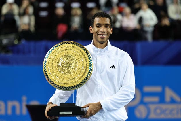 TENNIS : Finale Open Occitanie ATP, Tennis Herren 250 - 08 02 2026 Felix AUGER-ALIASSIME (CAN) vainqueur de la finale 2026 de l™Open Occitanie ATP 250 a la Sud de France Arena de Montpellier, le 8 fevrier 2026. MontpellierFrance  Copyright: xValentinaxClaretx