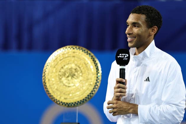 TENNIS : Finale Open Occitanie ATP, Tennis Herren 250 - 08 02 2026 Felix AUGER-ALIASSIME (CAN) vainqueur de la finale 2026 de l™Open Occitanie ATP 250 a la Sud de France Arena de Montpellier, le 8 fevrier 2026. MontpellierFrance  Copyright: xValentinaxClaretx