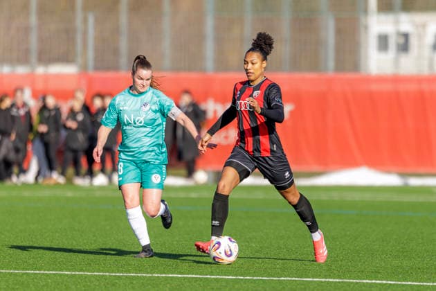 Ingolstadt, Germany 08 February 2026 2 BL Women 2025 2026 FC Ingolstadt 04 vs VfR Warbeyen In the picture from left in the duel Jana Barbara VFR and Melissa Kuya Strobel FCI Audi Sportpark Bayern Copyright: xFotostandx xSchäferx
