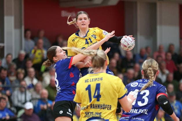 Handball, 2 Alsco HBF HC Leipzig Rostocker HC 08 02 2026 Wiebke Meyer 41, HC Leipzig in the air 2 Alsco Handball Bundesliga Frauen, HBF, Saison 2025 2026, 17 Spieltag HC Leipzig vs Rostocker HC am 08 02 2026 in der Sporthalle Brüderstraße Leipzig Copyright: xBEAUTIFULxSPORTS JanxKaeferx